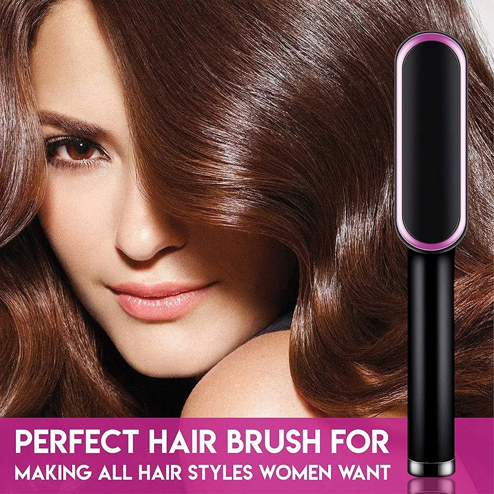 2 in 1 Hair Straightening Brush & Curler
